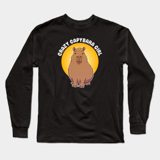 Cute Crazy Capybara Girl Long Sleeve T-Shirt